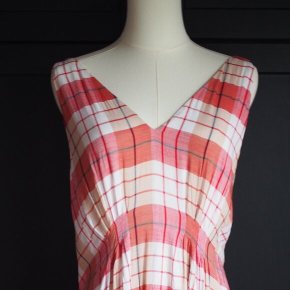 Mango | Sleeveless Red & White Plaid Maxi Sundress - Picture 3 of 4